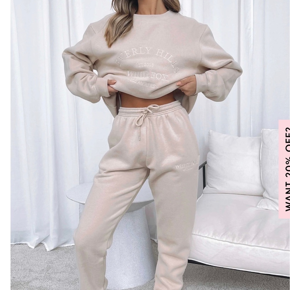 White Fox Boutique Make you mine sweatpants in sand. NWT